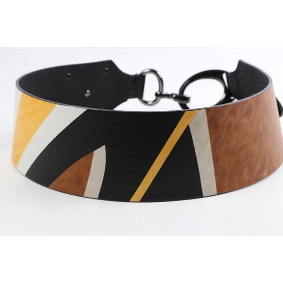 Angelo Marani Multicolor Wide Leather Belt Size M Designer Statement Fashion main image 11